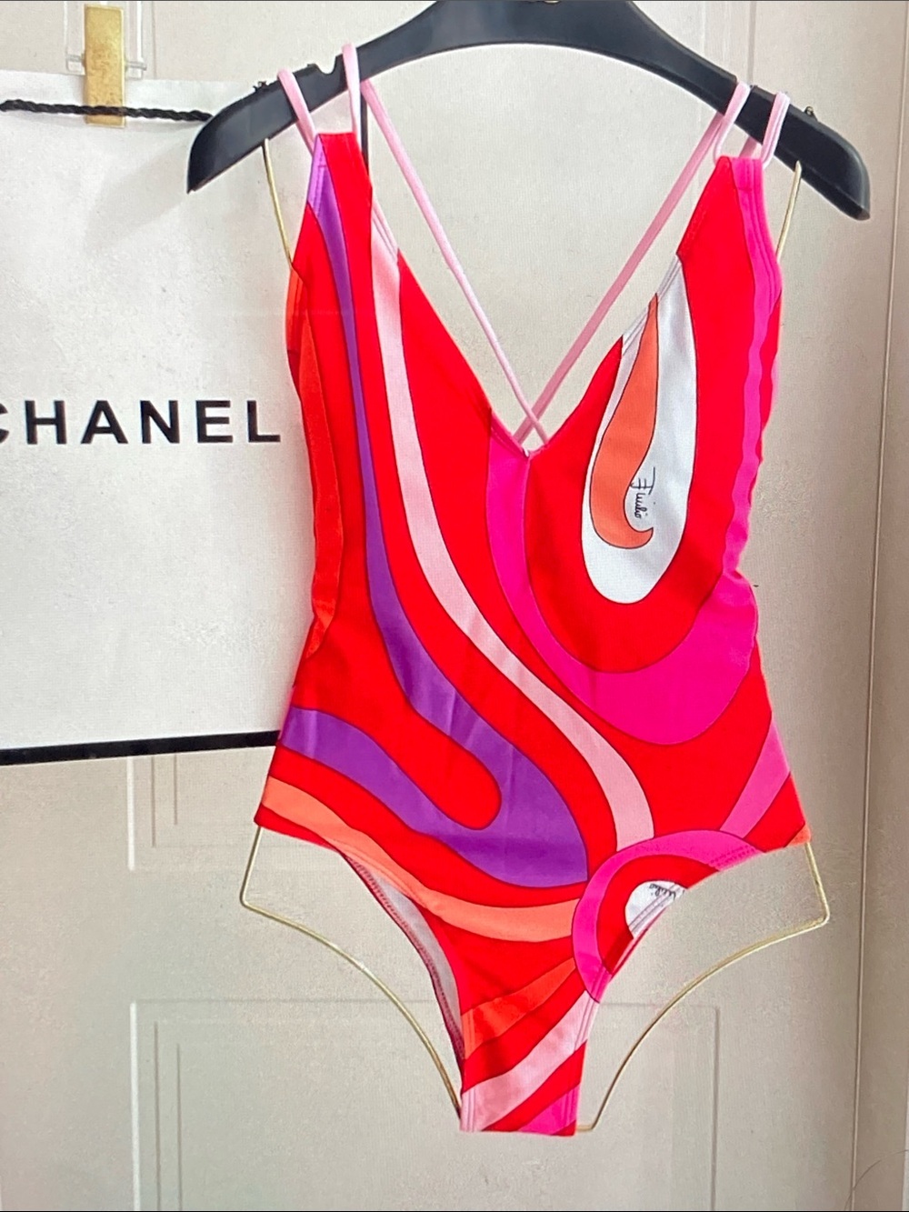 Emilio Pucci Red Pink Purple Swirl One-Piece - Picture 13 of 16